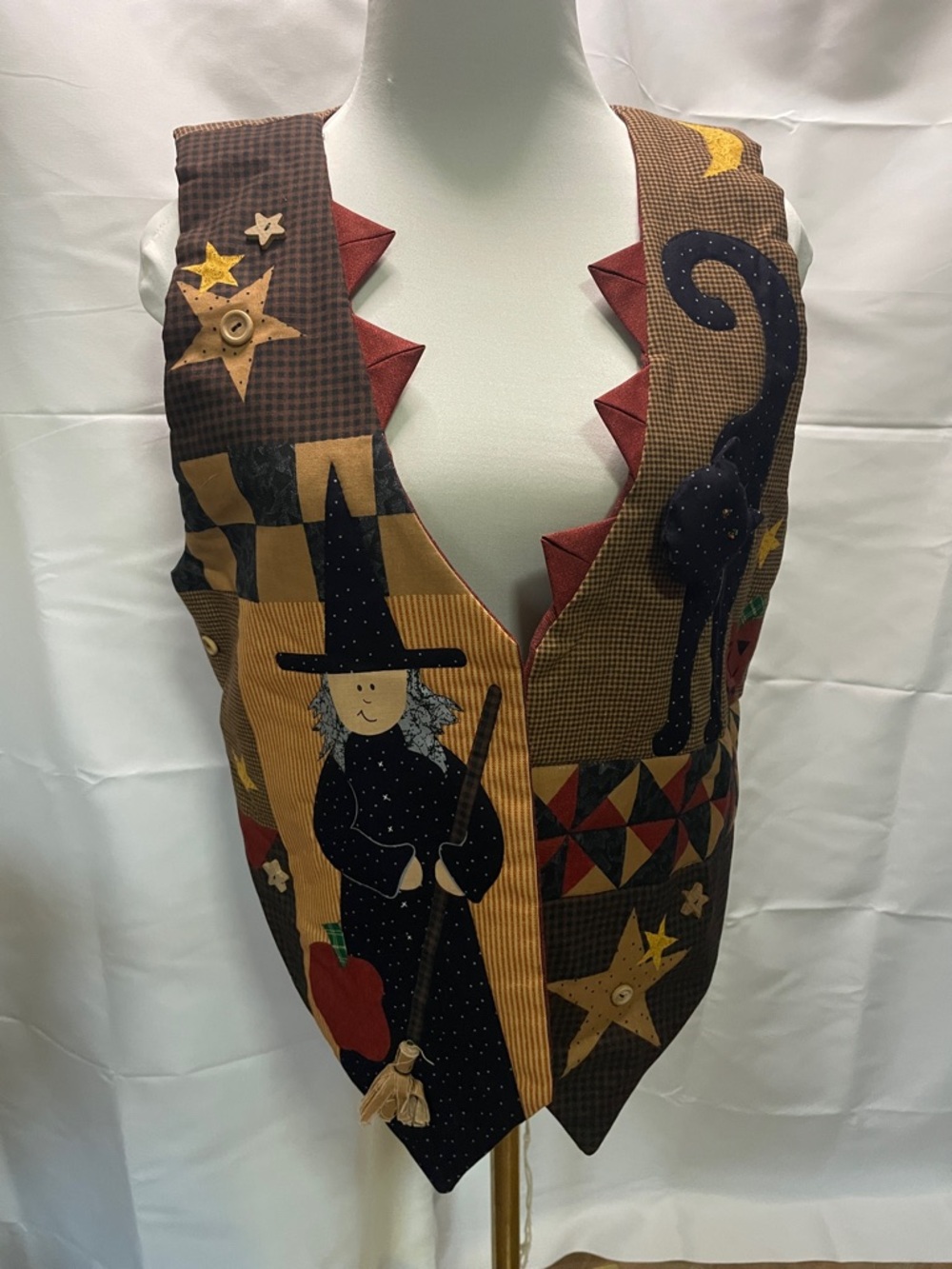 Halloween Patchwork Witch Vest - Black & Brown